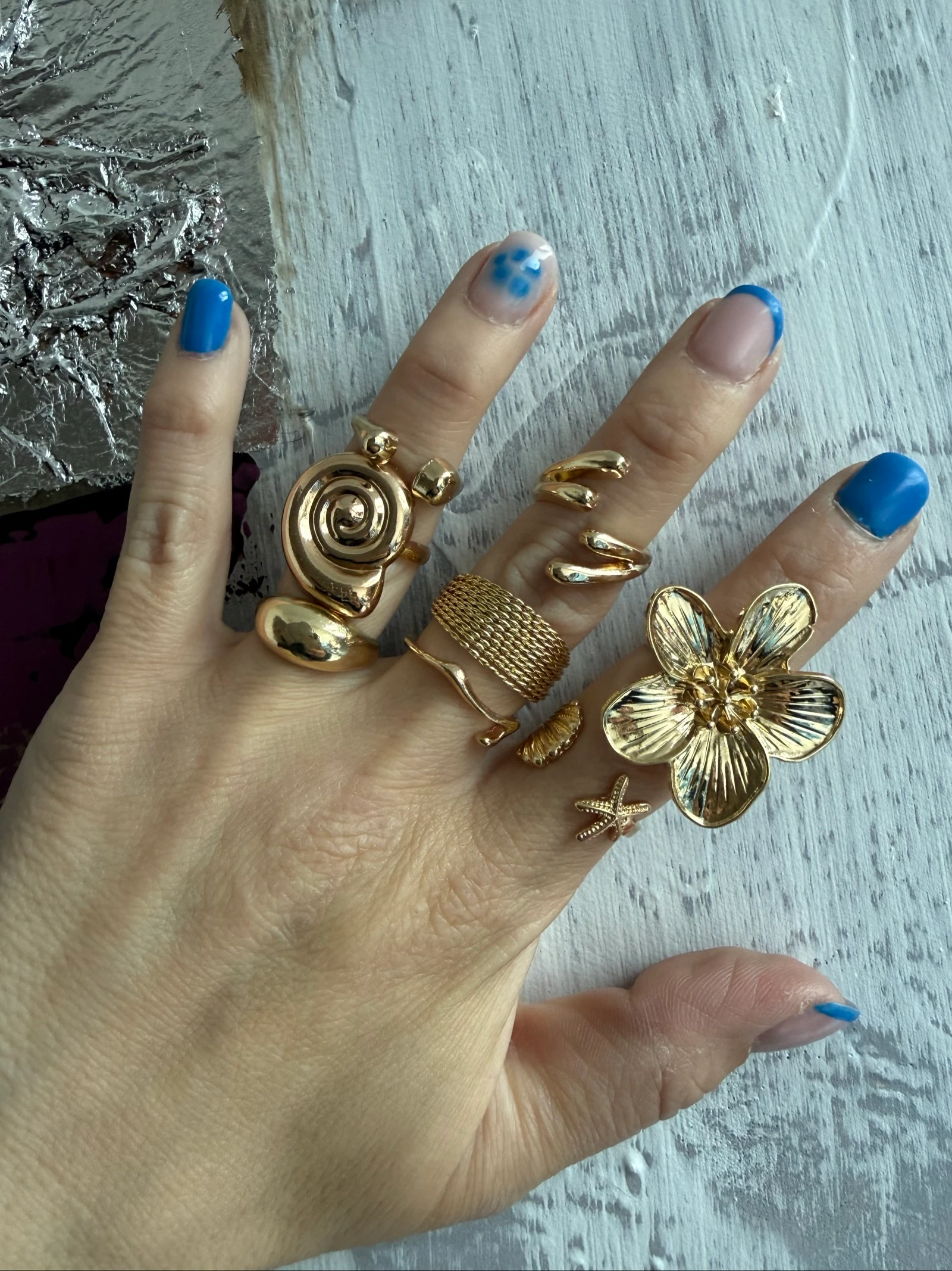 Lot de bague doré réglable